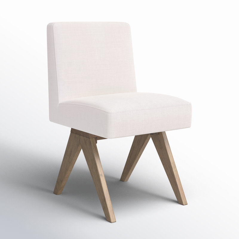 Chaise parsons en lin rembourrée Springdale, Blanc délavé