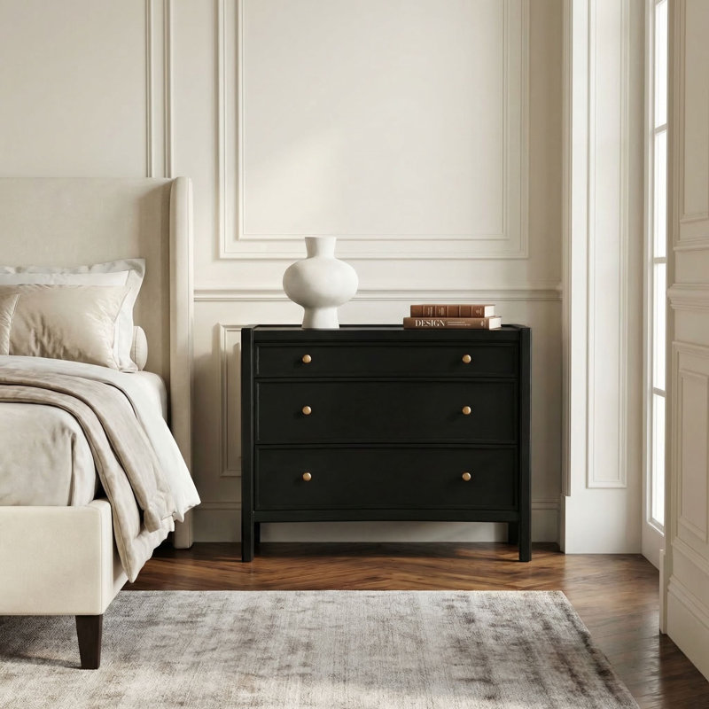 Hampton 36'' W Solid Wood Nightstand, Hand Rubbed Black