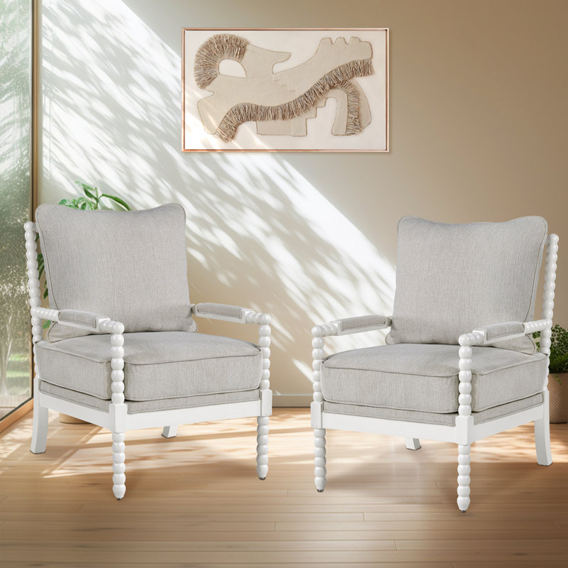 Élégante chaise d'appoint à pieds fuselés de 25,5 po de large avec dossier et siège rembourrés Ocelia, Polyester gris