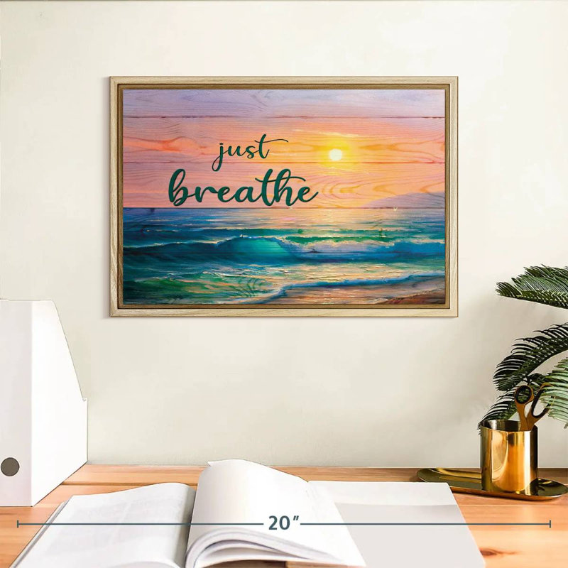Just Breathe Sunset, H 8 po x l 12 po, Flotteur en bois naturel