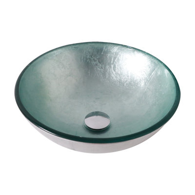 Bathroom Artistic Tempered Glass Vessel Bathroom Sink With Pop-Up Drain