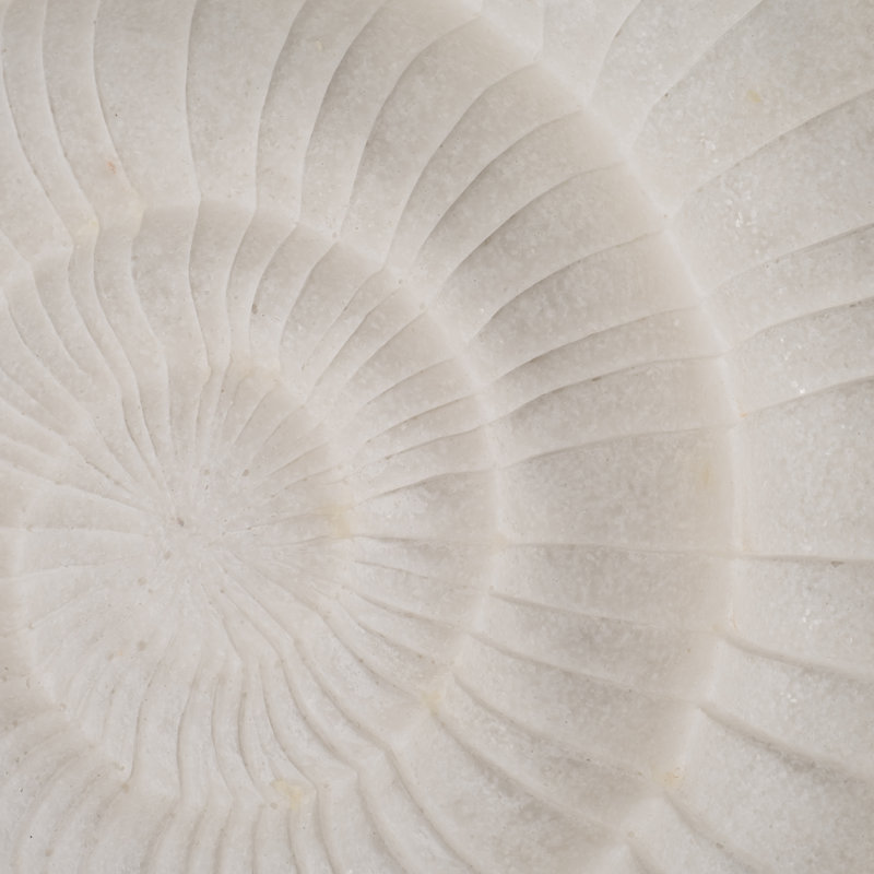 Bol décoratif rond avec motif d'inspiration coquille pour décoration intérieure - Bol décoratif moderne pour commode ou table d'appoint - 16 po, blanc