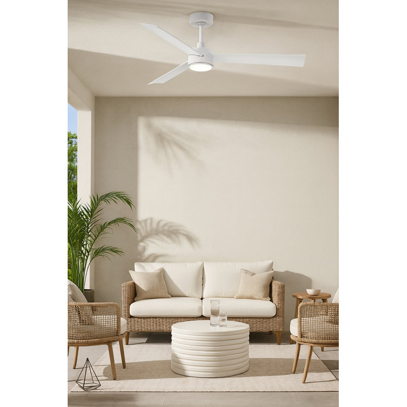 Ventilateur de plafond intelligent DEL Hinkley Speck, Blanc, Blanc mat