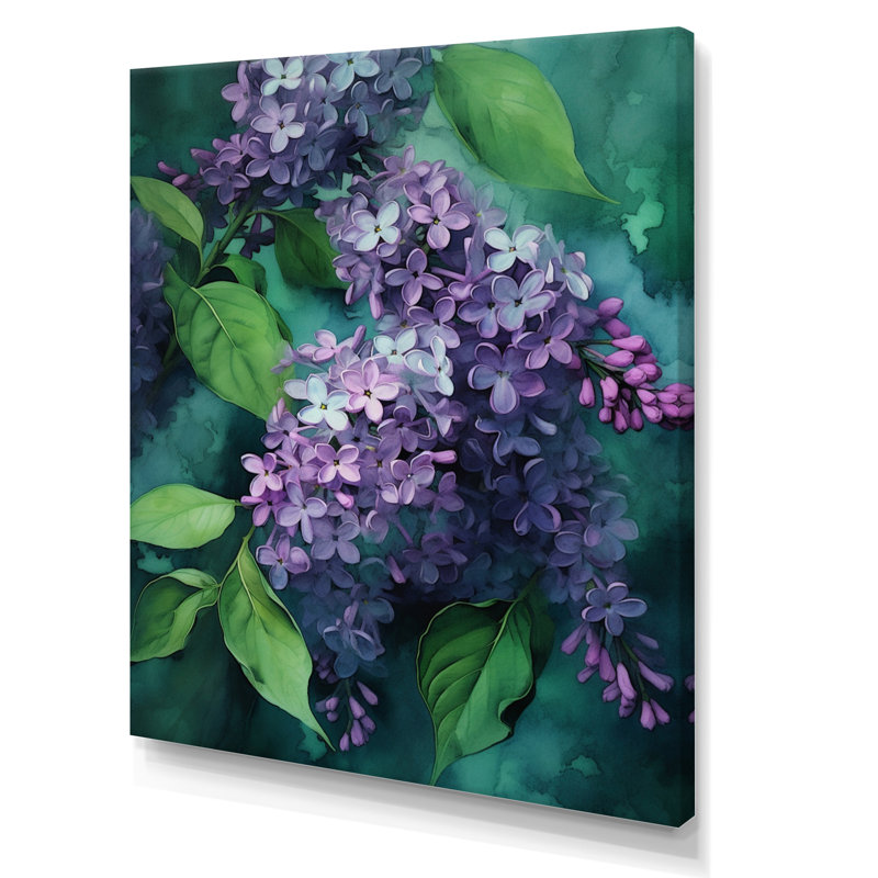 " Green Lilac Blossoms Fragrant I ", 40" H x 30" W x 1.5" D, Wrapped Canvas