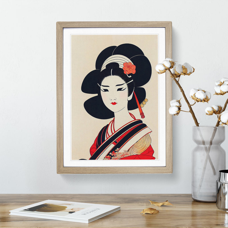 View Of A Geisha No.4 - Single Picture Frame Print, 34cm H x 25cm W x 2cm D, Oak Framed