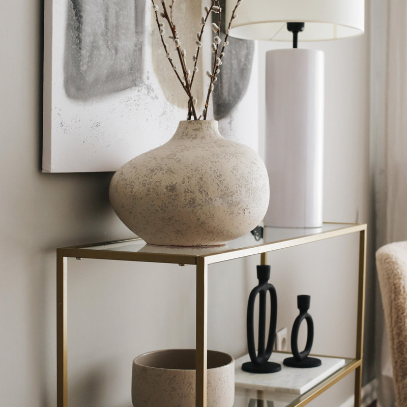 Maraya 100cm Glass Top Console Table, Gold