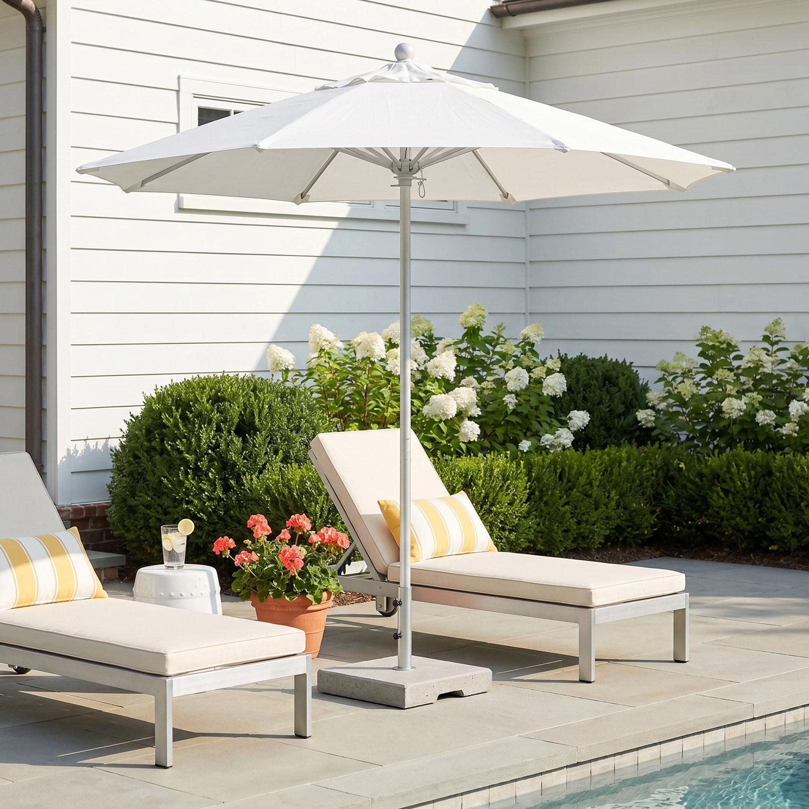 Hibo 7.5' Sunbrella® Umbrella, Silver Anodized, Navy Sunbrella� 1A, 90" W x 90" D