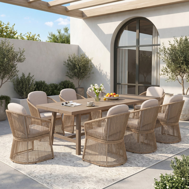 Ammons 8 - Person Patio Dining Set With Rectangular Table