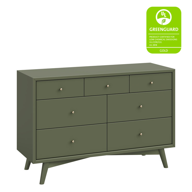 Palma 7-Drawer Assembled Double Dresser, Olive