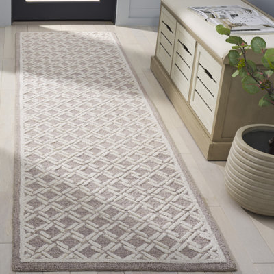 Genre 350 Hand Tufted Wool/Cotton Geometric Rug in Beige/Ivory