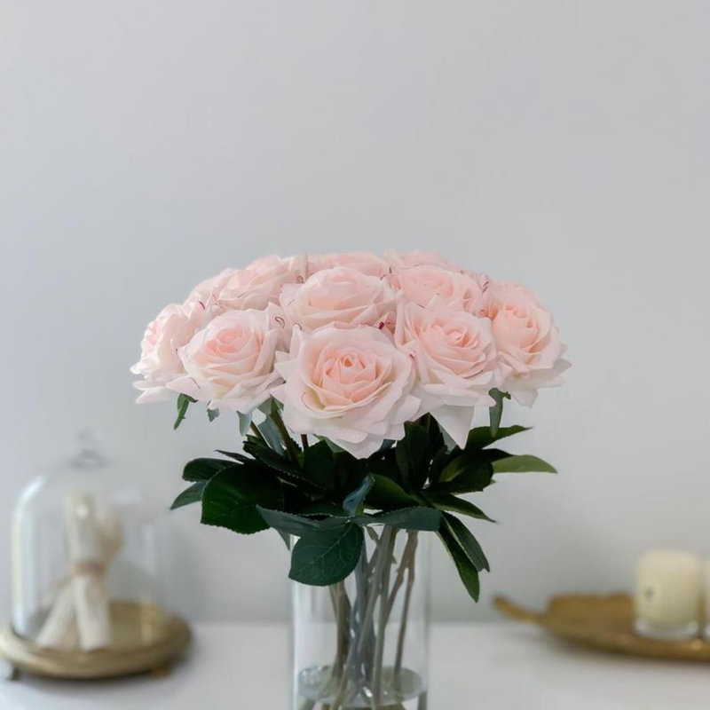Rose Faux Floral in Vase, 13" H x 10" W x 10" D