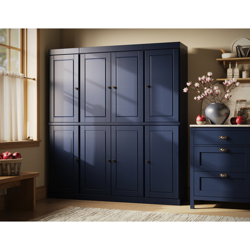Kyrrah 100% Solid Wood Tall Kitchen Pantry Cabinet with Doors & 2 Drawers, Adjustable Shelves, Modular Kitchen Storage Cabinet, 65" W x 71.5" H