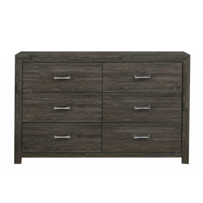 Commode 1Pc de 6 tiroirs avec poignées en ton chromé de style contemporain