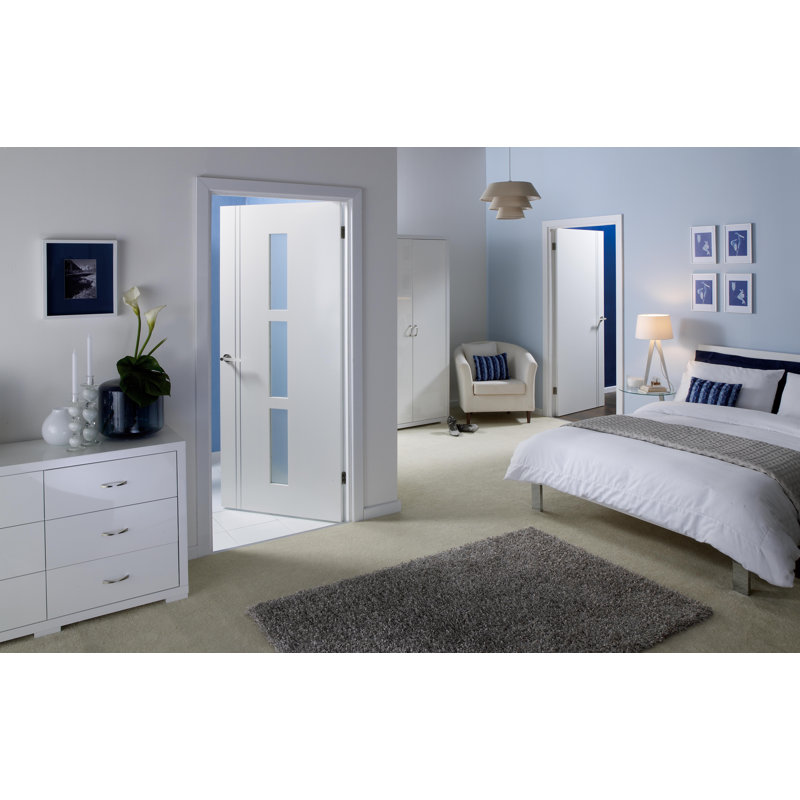 Sierra Blanco Glazed Prefinished White Internal Door, 198.1 cm H x 76.2 cm W x 3.5 cm D
