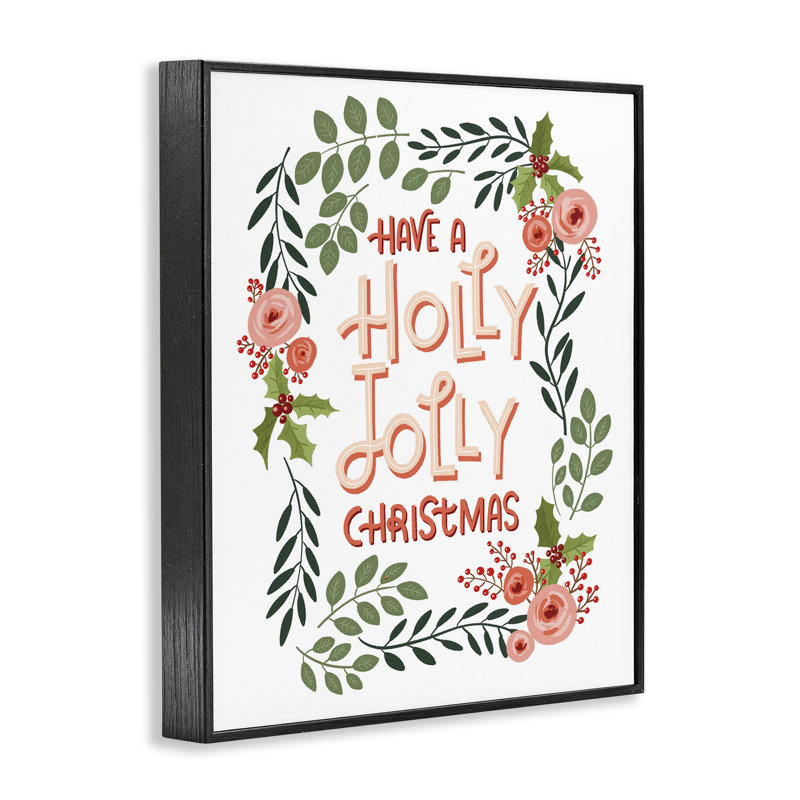 Jolly Christmas with Flower Border, estampe numérique, conception de Caverly Smith, H 14 po x l 11 po