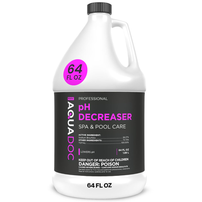 Décroissant de pH pour spa AquaDoc - 64 oz - Baisse du pH du spa pour l'équilibre de l'eau - Produits chimiques pour spa fabriqués aux États-Unis