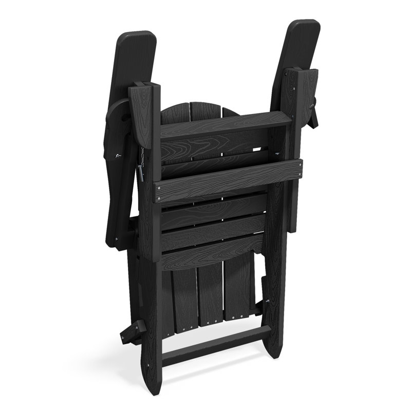Chaise Adirondack pliante en polyéthylène haute densité Delman avec porte-gobelet double, Gris foncé