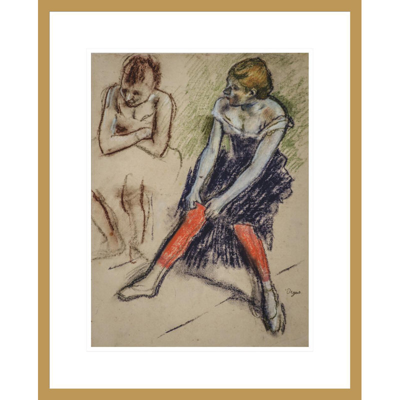 Danseuse avec des bas rouges par Edgar Degas, impression giclée encadrée, H 21,75 po x l 17,6 po