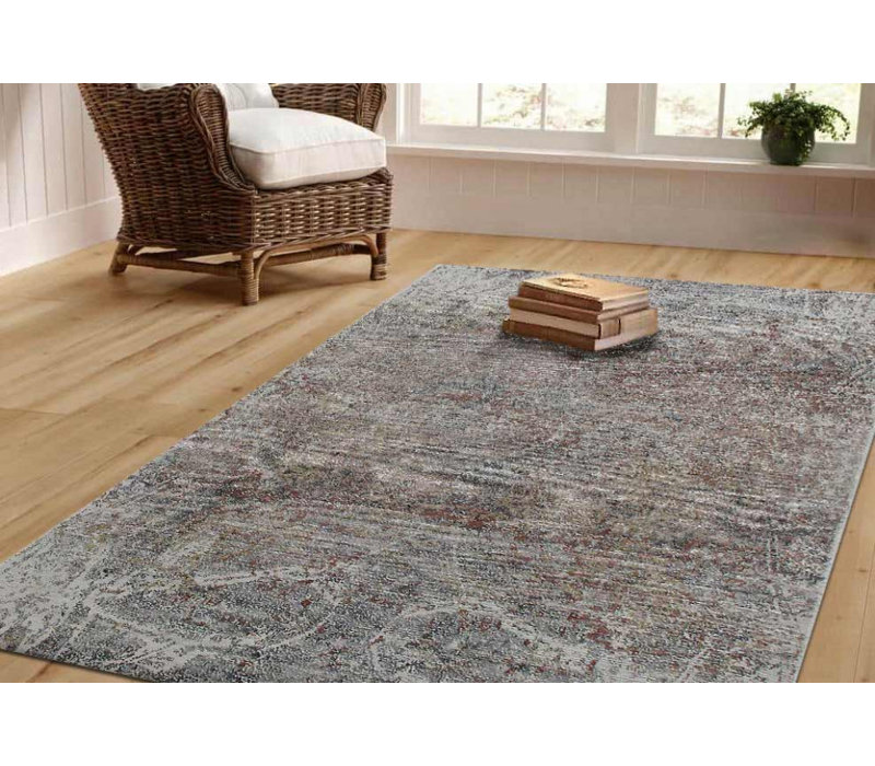 Tapis gris en soie noué à la main Hawtrey