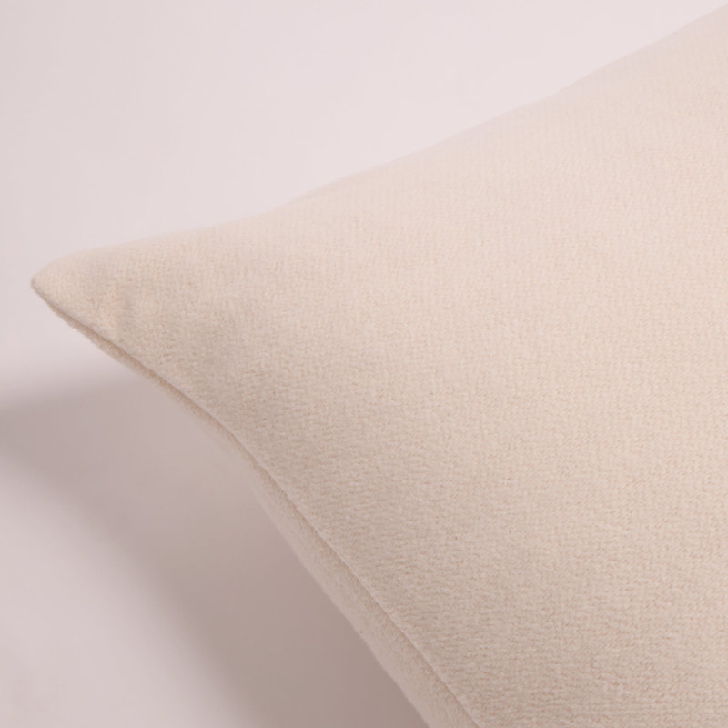 Ivory Rectangular Cotton Throw Pillow with Feather Down Insert