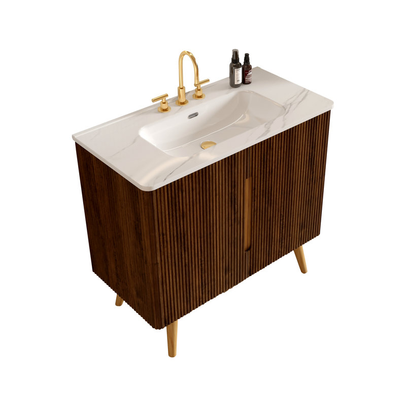 Meuble-lavabo 36 po avec lavabo, options de meuble autoportant et mural pour salle de bain moderne, KD, 36", Espacé