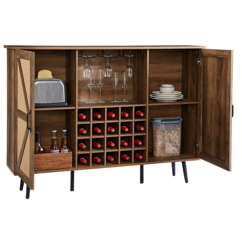 Armoire de rangement pour le vin spacieuse avec porte double et tablette amovible