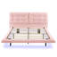 Grand lit plateforme en cuir PU avec tête de lit capitonnée et lumières DEL, cadre de lit tapissier moderne, assemblage facile, sans sommier, rose-1643439104