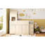 Lit mezzanine simple en bois avec bureau, tiroirs, armoires, beige-751370736