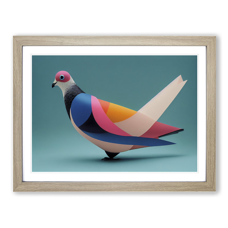 Abstract Pigeon Bird Vol.3 - Framed Print, 46cm H x 64cm W x 2cm D, Oak