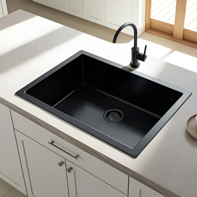 Kitchen Sink Garbage Disposal Flange with Stopper, Black