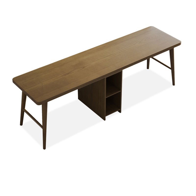 Light walnut Rectangular Solid Wood desk, 29.53" H x 86.61" W x 23.62" D