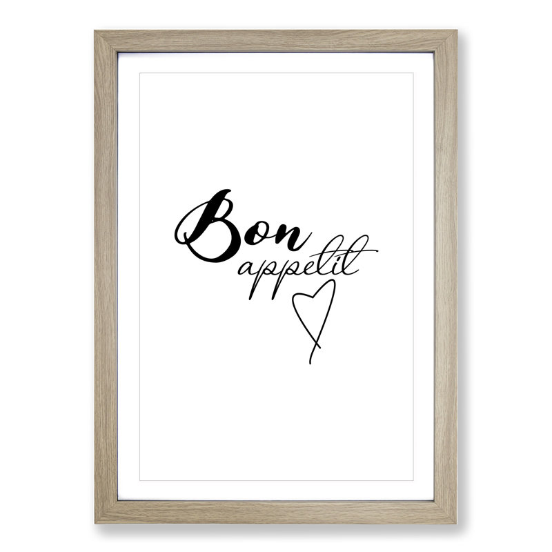 Bon Appetit - Picture Frame Typography, 48cm H x 36cm W x 2cm D, Oak