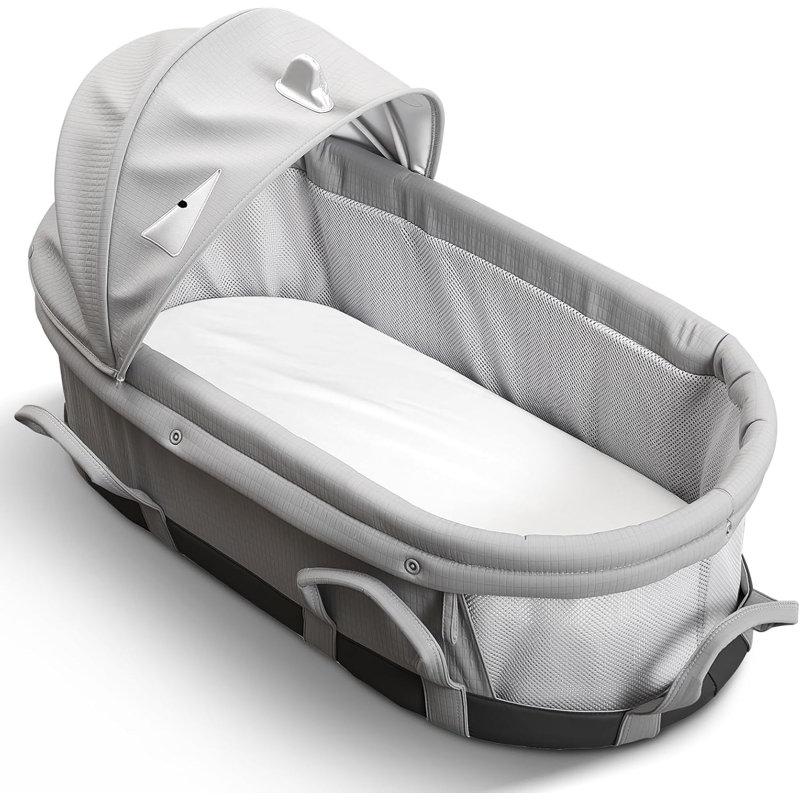 Portable Baby Bassinet With Canopy And Travel Handles