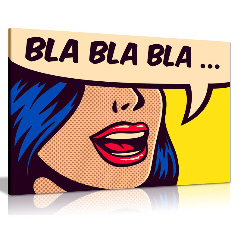Modern Pop Art Girl Bla Bla - Wrapped Canvas Print, 61cm H x 41cm W
