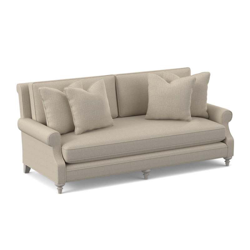 Sagamore Boucle and Velvet Sofa, Stepping Stones Ivory Viscose, Bisque