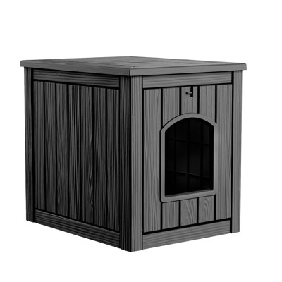 Weatherproof Cat House & Litter Box Enclosure, No-Tool Assembly, Outdoor/Indoor Hideaway