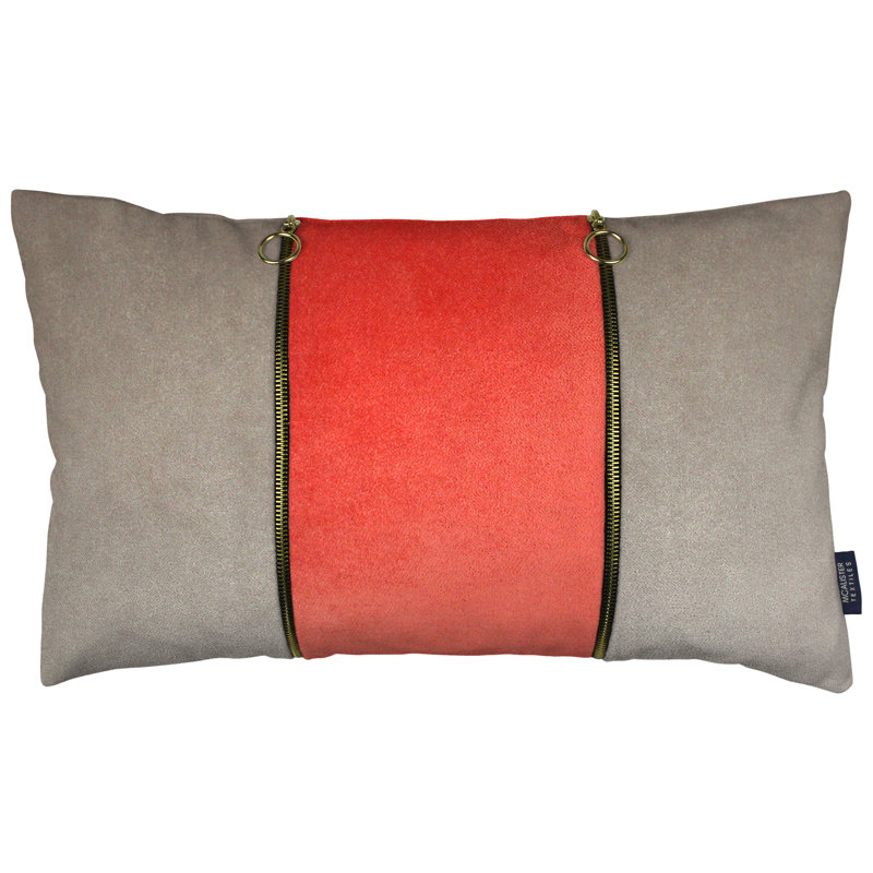 Rectangular Throw Pillow Cover, Coral/Beige
