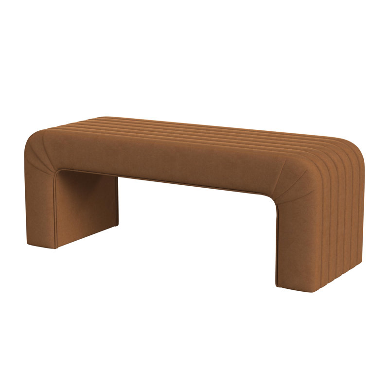 Ebern Designs Jayni Arch Channel Bench, Rust Orange Velvet