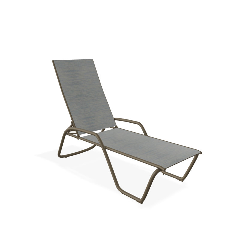 Outdoor Rust-Resistant Metal Chaise Lounge, Textured Beachwood, Reflection