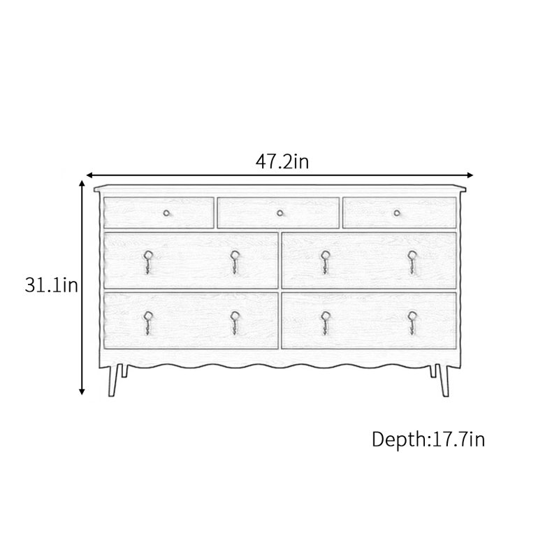 French retro light luxury sideboard, Black/Burlywood, 31.1" H x 47.2" W x 17.7" D