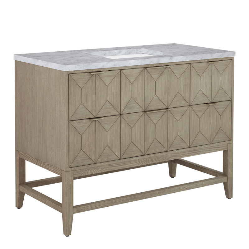 Emmeline 48'' Single Bathroom Vanity with Top, Carrara White, 8" Widespread
