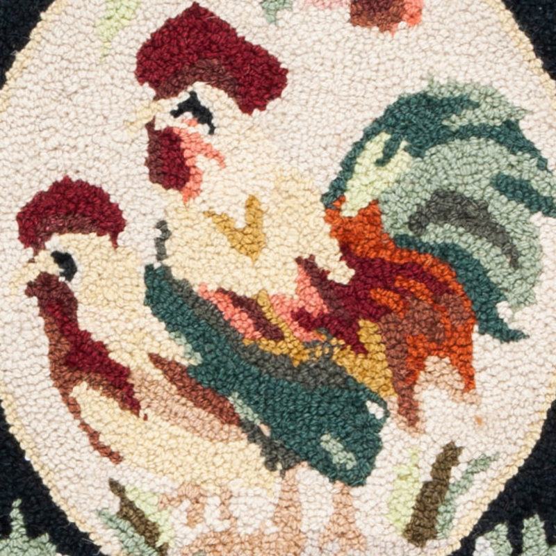 Kinchen Hand Hooked Wool Floral Rug, Rectangle 8' x 10'