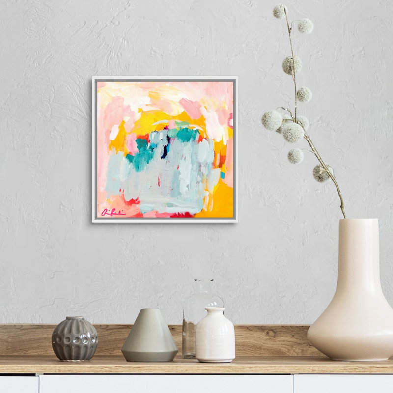 " Promise " by Amira Rahim, White Framed, 14" H x 14" W x 1.75" D