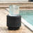 20x20x19.5" Heavy Cement Round Black Ribbed Outdoor Water Fountain with Light