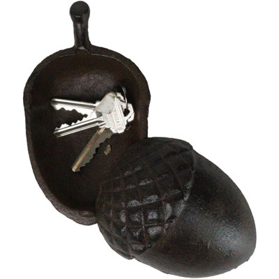 Cast Iron Cottage Western Autumn Acorn Nut Decorative Jewelry Trinket Key Box