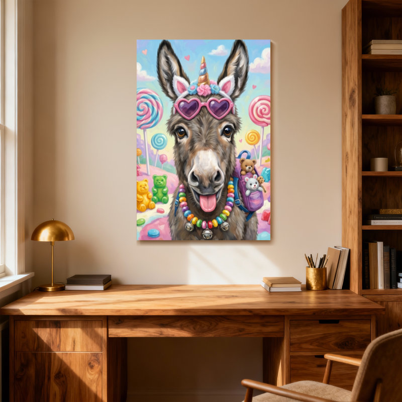 Animaux, bonbon, terre, âne, corne de licorne, H 28 po x l 40 po