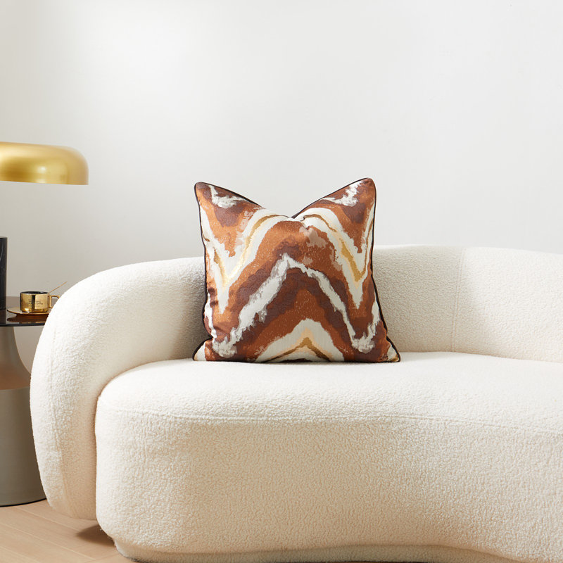 Housse de coussin réversible Abstract, Brun / blanc abstrait, H 20 po x l 20 po