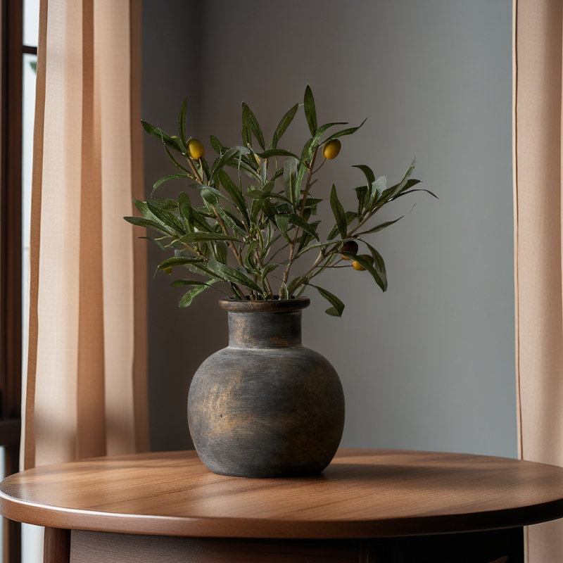 Vase boho en céramique rustique 6 pouces, Gris