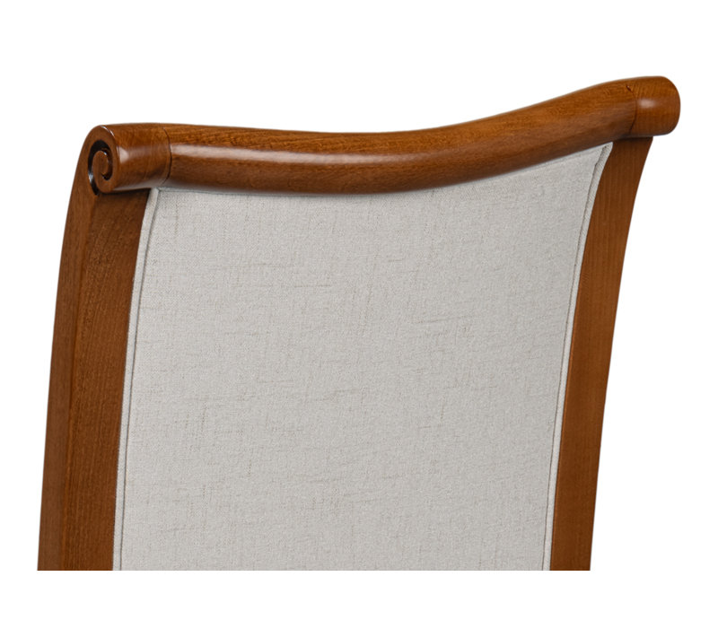 Walnut Wood and Cream Upholstered Side Chair