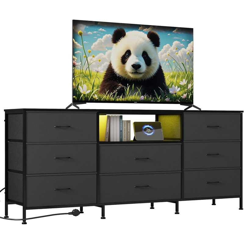 Unfinished TV Stand for TVs up to 65" with Fireplace Included, Gray